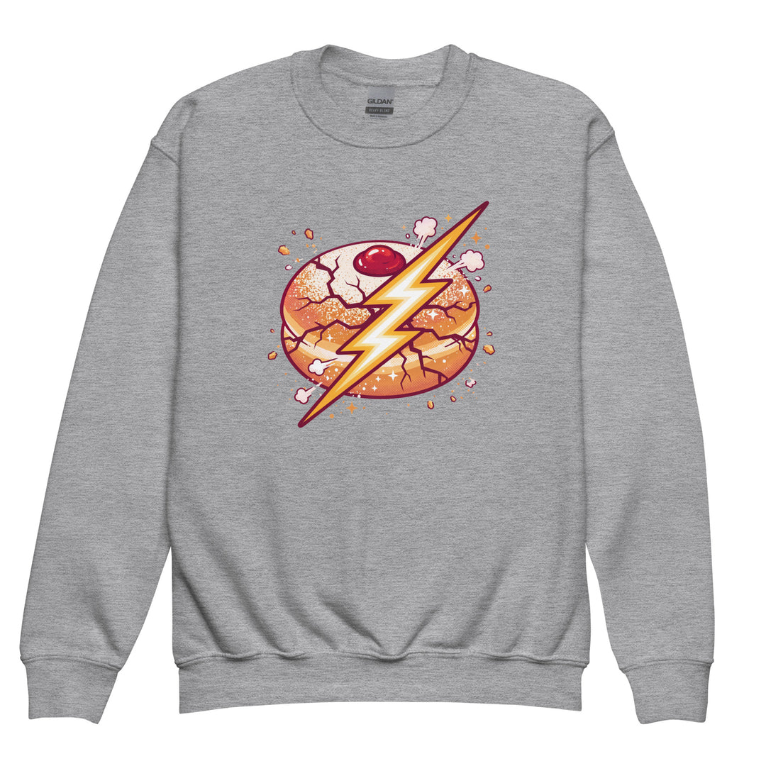 Sufganiyah Lightning Jewish pride kids sweatshirt in Sport Grey - side view
