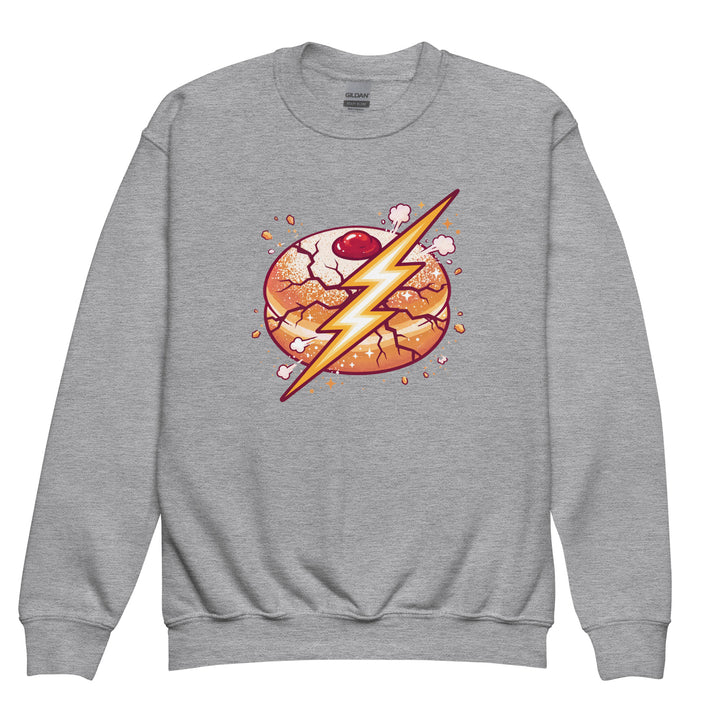 Sufganiyah Lightning Jewish pride kids sweatshirt in Sport Grey - side view