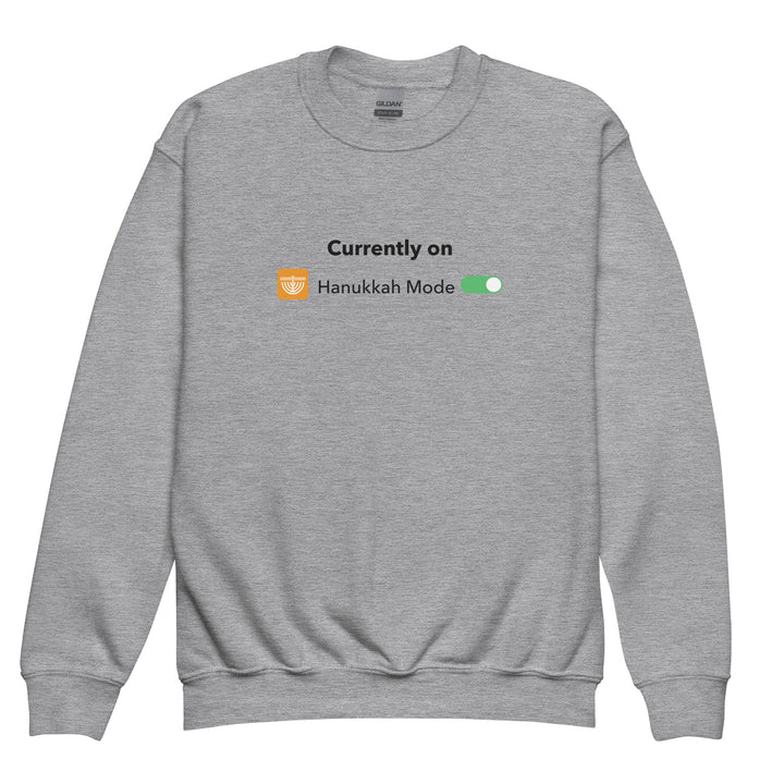 Hanukkah Mode Jewish pride kids sweatshirt in Sport Grey - close-up