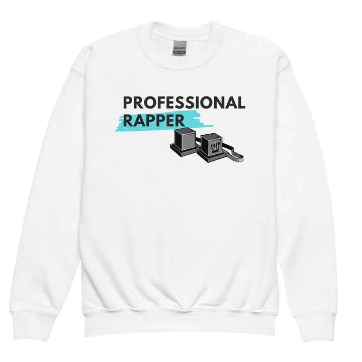 Professional Rapper Jewish pride kids sweatshirt in White - front view
