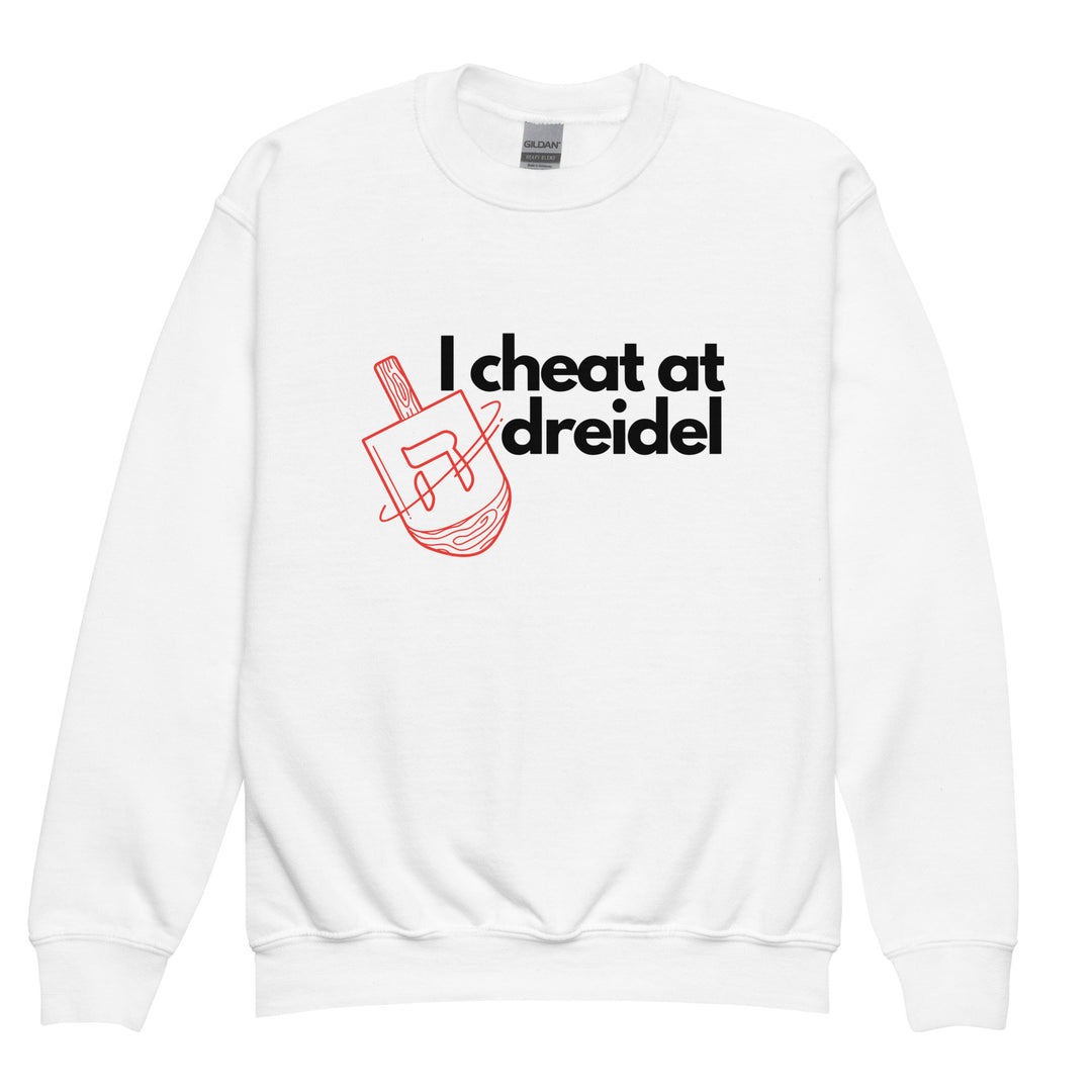 I Cheat At Dreidel Jewish pride kids sweatshirt in White - detail view