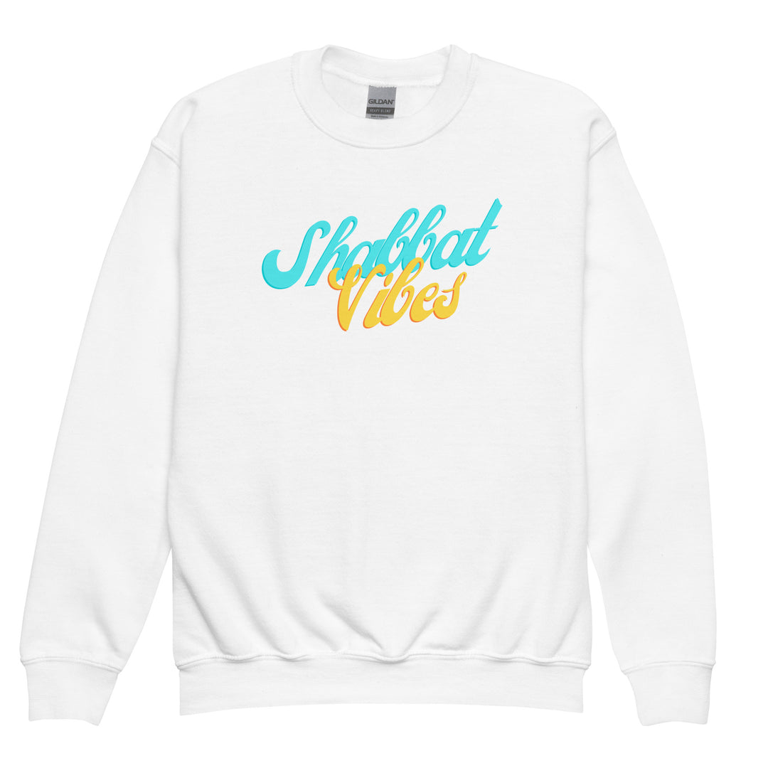 Shabbat Vibes Jewish pride kids sweatshirt in White - folded view