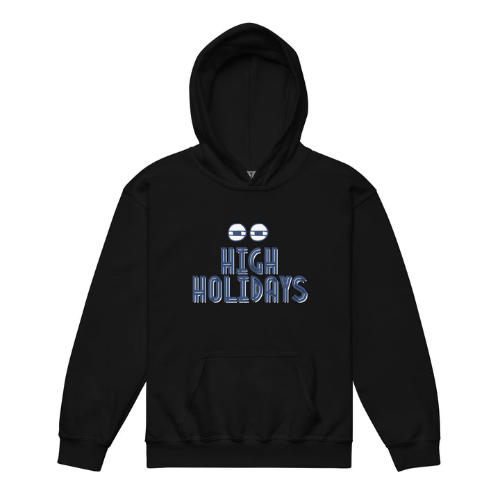 High Holidays Jewish pride kids heavy blend hoodie in Black - back view