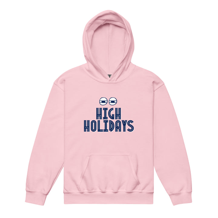 High Holidays Jewish pride kids heavy blend hoodie in Light Pink - front view