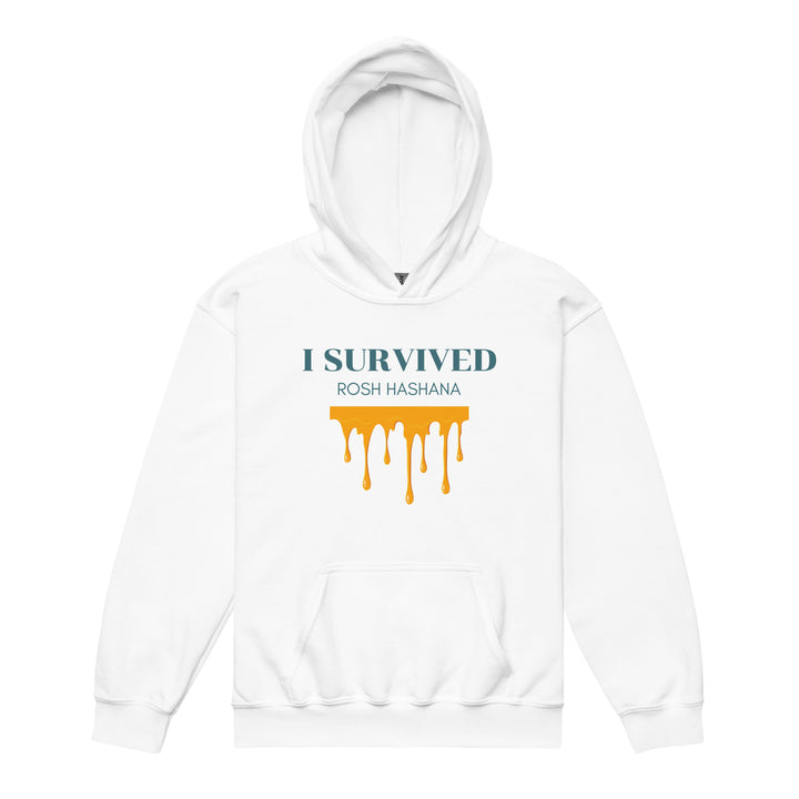 I Survived Rosh HaShana Jewish pride kids heavy blend hoodie in White - front view