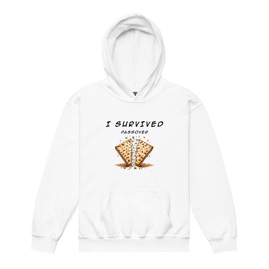 Passover Jewish pride kids heavy blend hoodie in White - back view