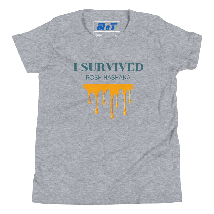 I Survived Rosh HaShana Jewish pride kids short sleeve t-shirt in Athletic Heather - side view