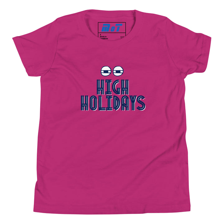 High Holidays Jewish pride kids short sleeve t-shirt in Berry - folded view