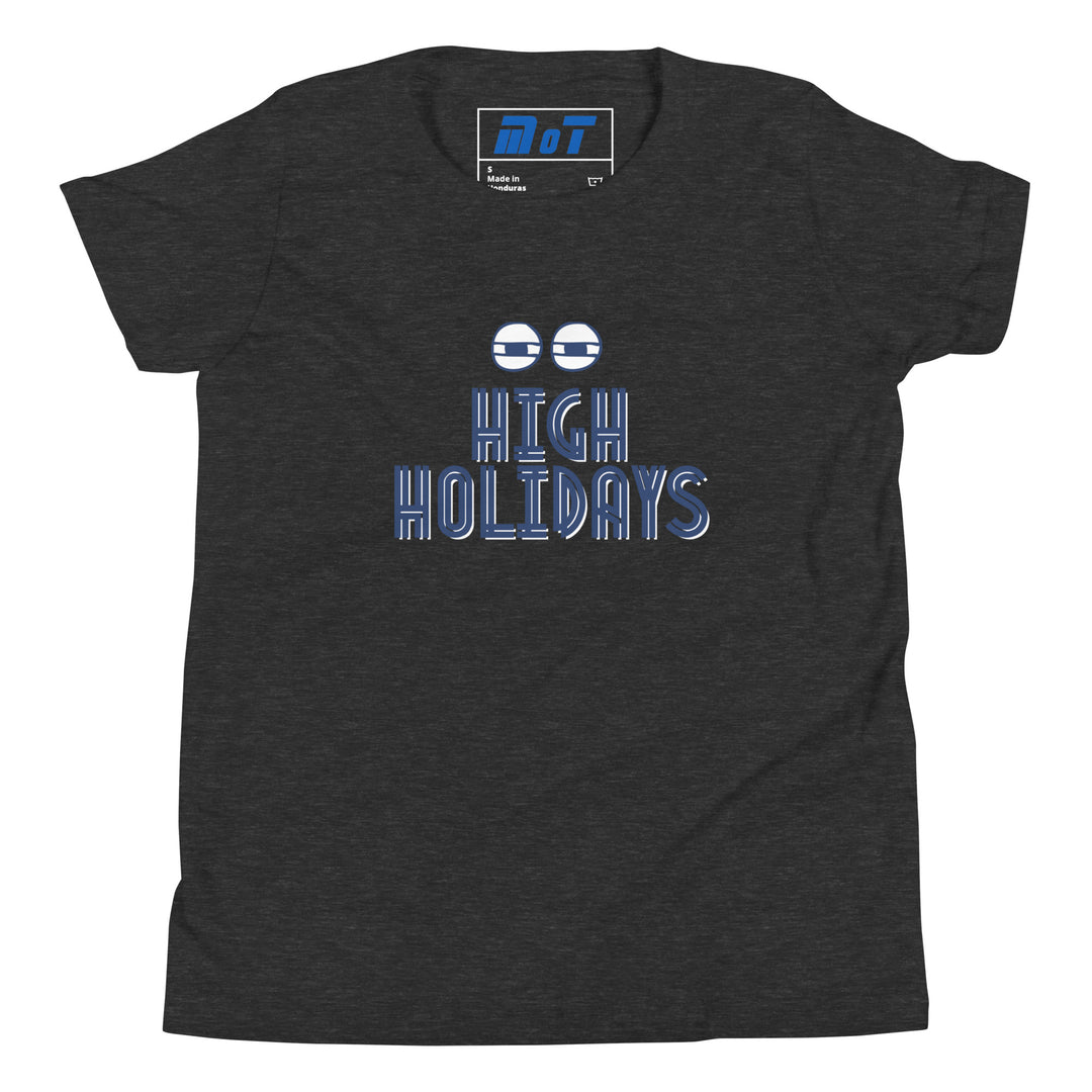 High Holidays Jewish pride kids short sleeve t-shirt in Dark Grey Heather - side view