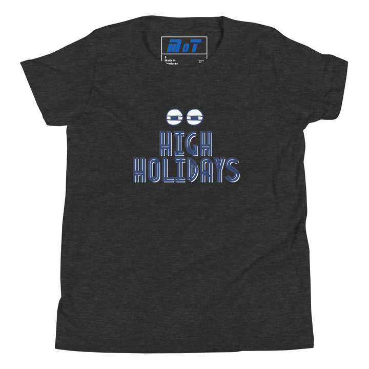 High Holidays Jewish pride kids short sleeve t-shirt in Dark Grey Heather - side view