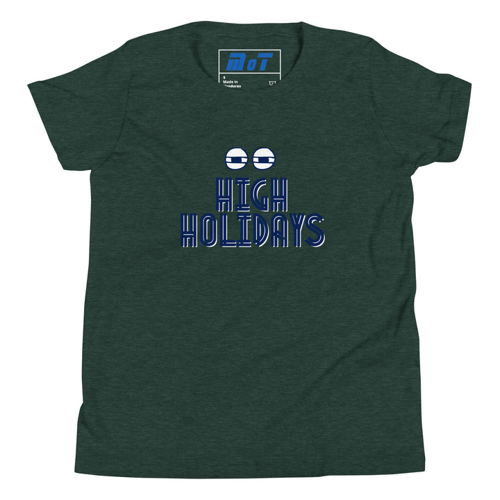 High Holidays Jewish pride kids short sleeve t-shirt in Heather Forest - front view
