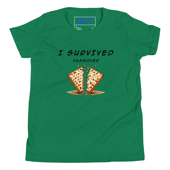 Passover Jewish pride kids short sleeve t-shirt in Kelly - close-up