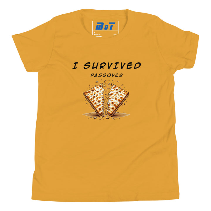 Passover Jewish pride kids short sleeve t-shirt in Mustard - side view