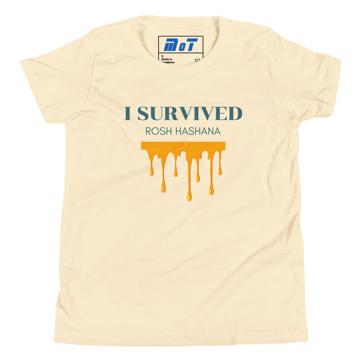 I Survived Rosh HaShana Jewish pride kids short sleeve t-shirt in Natural - back view