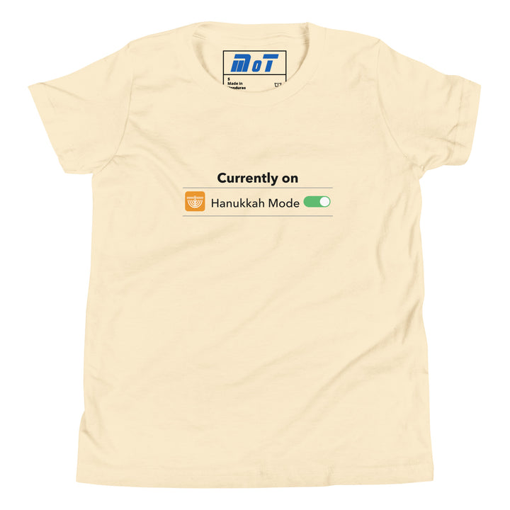 Hanukkah Mode Jewish pride kids short sleeve t-shirt in Natural - close-up