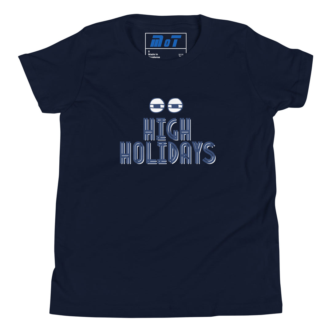 High Holidays Jewish pride kids short sleeve t-shirt in Navy - detail view