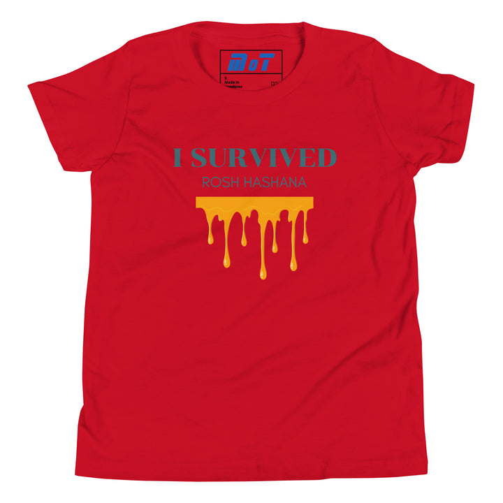 I Survived Rosh HaShana Jewish pride kids short sleeve t-shirt in Red - detail view