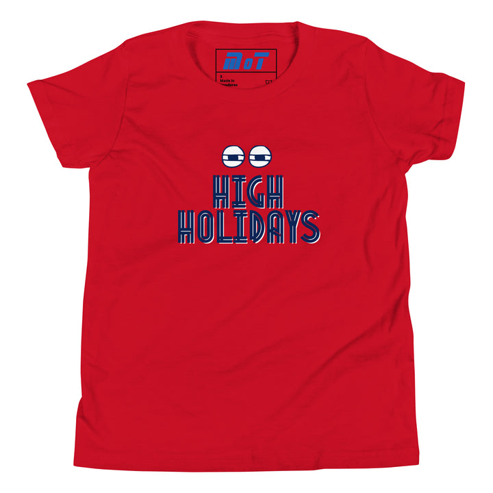 High Holidays Jewish pride kids short sleeve t-shirt in Red - lifestyle shot