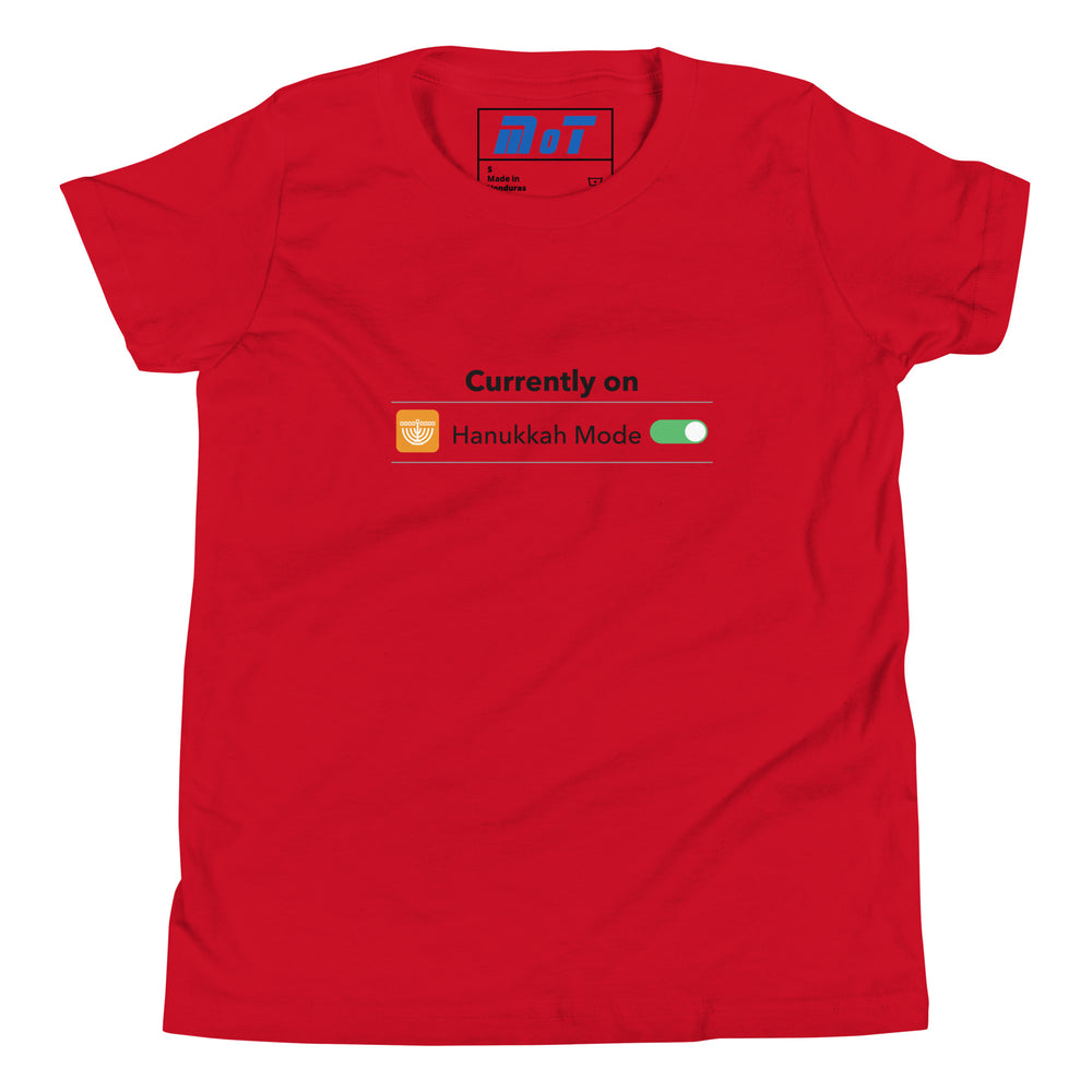 Hanukkah Mode Jewish pride kids short sleeve t-shirt in Red - back view