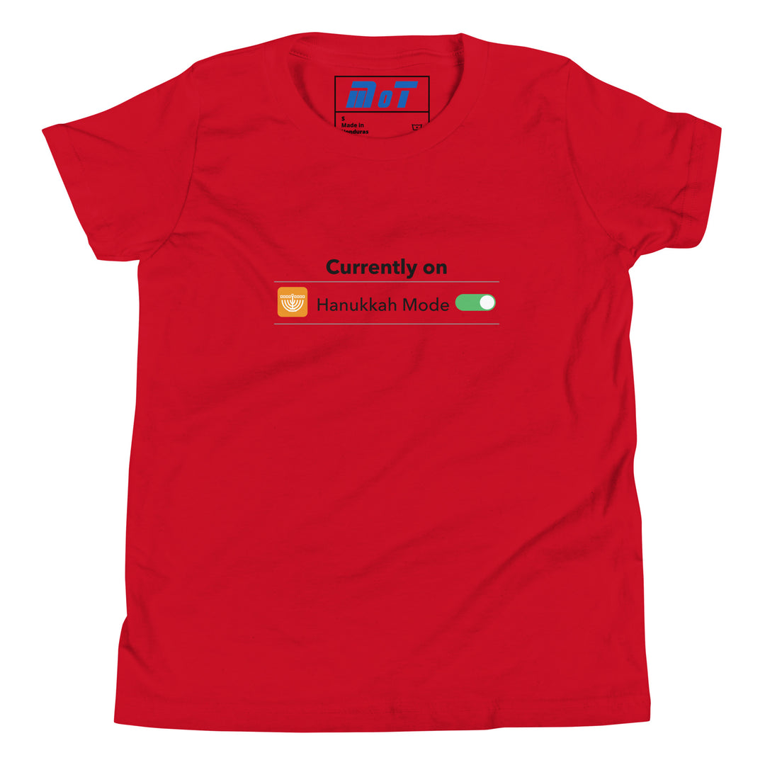 Hanukkah Mode Jewish pride kids short sleeve t-shirt in Red - back view