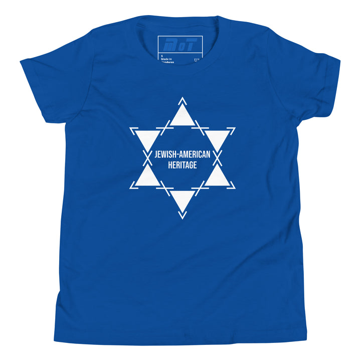 Jewish American Heritage Jewish pride kids short sleeve t-shirt in True Royal - front view