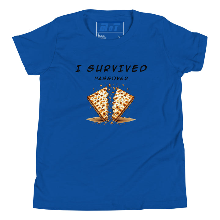Passover Jewish pride kids short sleeve t-shirt in True Royal - detail view