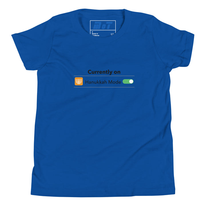 Hanukkah Mode Jewish pride kids short sleeve t-shirt in True Royal - detail view