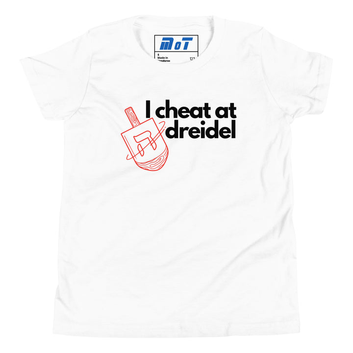 I Cheat At Dreidel Jewish pride kids short sleeve t-shirt in White - back view