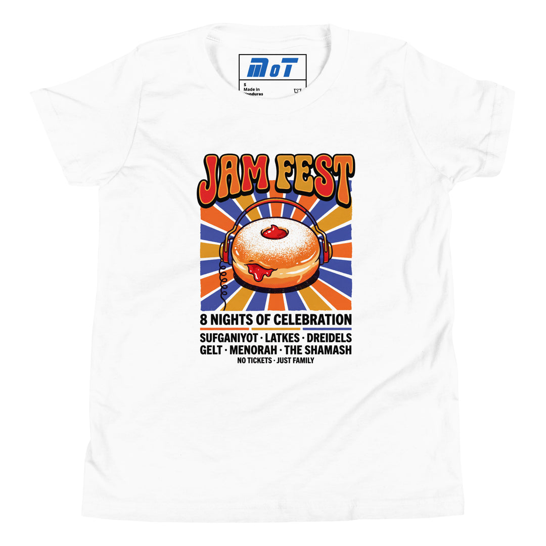 Jam Fest 8 Nights Jewish pride kids short sleeve t-shirt in White - back view