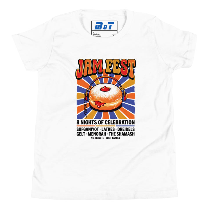 Jam Fest 8 Nights Jewish pride kids short sleeve t-shirt in White - back view